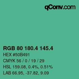 カラーコード: RGB 80 180.4 145.4 | qconv.com
