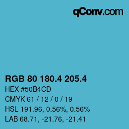 カラーコード: RGB 80 180.4 205.4 | qconv.com