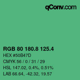カラーコード: RGB 80 180.8 125.4 | qconv.com