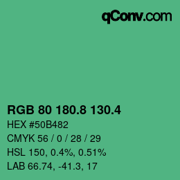 カラーコード: RGB 80 180.8 130.4 | qconv.com