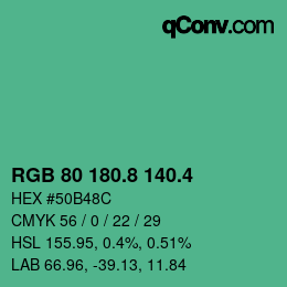 カラーコード: RGB 80 180.8 140.4 | qconv.com