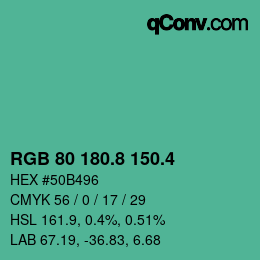 カラーコード: RGB 80 180.8 150.4 | qconv.com