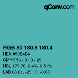 カラーコード: RGB 80 180.8 180.4 | qconv.com