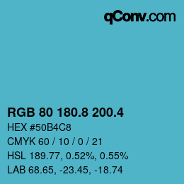 カラーコード: RGB 80 180.8 200.4 | qconv.com