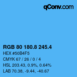 カラーコード: RGB 80 180.8 245.4 | qconv.com