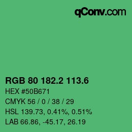 カラーコード: RGB 80 182.2 113.6 | qconv.com