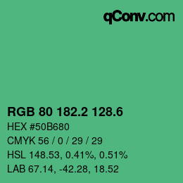 カラーコード: RGB 80 182.2 128.6 | qconv.com