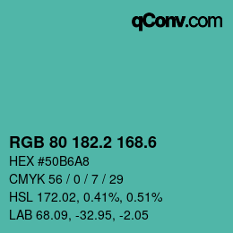 カラーコード: RGB 80 182.2 168.6 | qconv.com