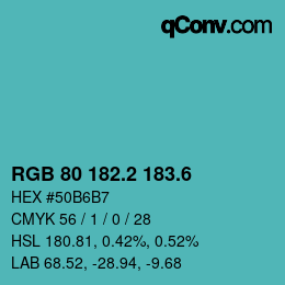 カラーコード: RGB 80 182.2 183.6 | qconv.com
