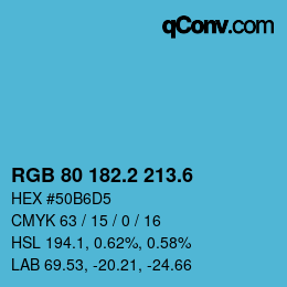 カラーコード: RGB 80 182.2 213.6 | qconv.com