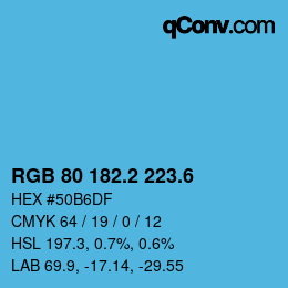 カラーコード: RGB 80 182.2 223.6 | qconv.com