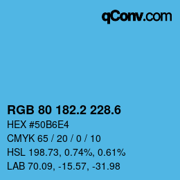 カラーコード: RGB 80 182.2 228.6 | qconv.com