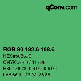 カラーコード: RGB 80 182.6 108.6 | qconv.com