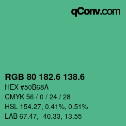 カラーコード: RGB 80 182.6 138.6 | qconv.com