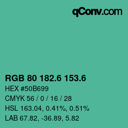 カラーコード: RGB 80 182.6 153.6 | qconv.com