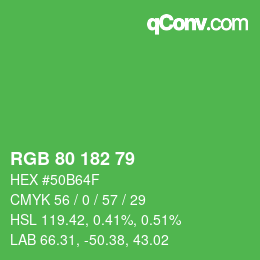 カラーコード: RGB 80 182 79 | qconv.com