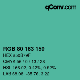 Color code: RGB 80 183 159 | qconv.com