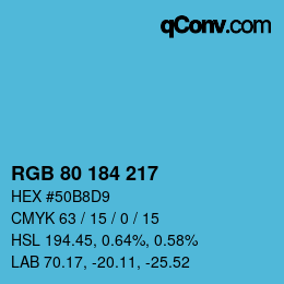 Color code: RGB 80 184 217 | qconv.com