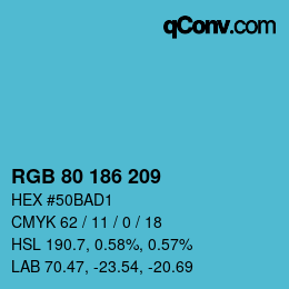 Code couleur: RGB 80 186 209 | qconv.com