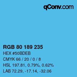 Farbcode: RGB 80 189 235 | qconv.com