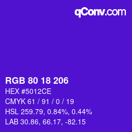 カラーコード: RGB 80 18 206 | qconv.com