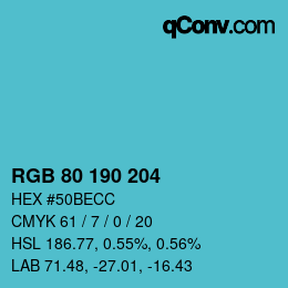 Color code: RGB 80 190 204 | qconv.com