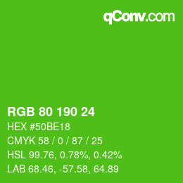 Color code: RGB 80 190 24 | qconv.com