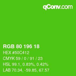 颜色代码: RGB 80 196 18 | qconv.com