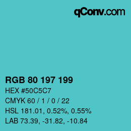Color code: RGB 80 197 199 | qconv.com