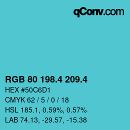 カラーコード: RGB 80 198.4 209.4 | qconv.com