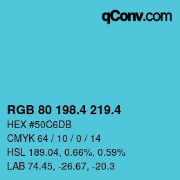 カラーコード: RGB 80 198.4 219.4 | qconv.com