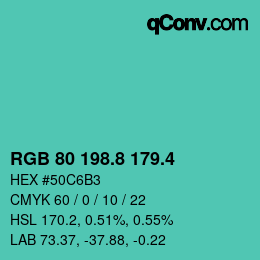 カラーコード: RGB 80 198.8 179.4 | qconv.com