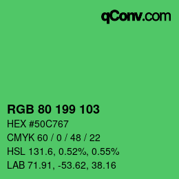 Color code: RGB 80 199 103 | qconv.com
