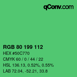 Color code: RGB 80 199 112 | qconv.com