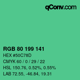 Color code: RGB 80 199 141 | qconv.com