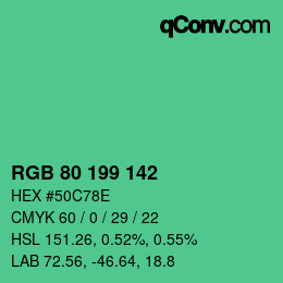 Color code: RGB 80 199 142 | qconv.com