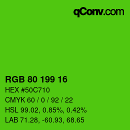 Farbcode: RGB 80 199 16 | qconv.com