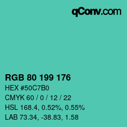 Color code: RGB 80 199 176 | qconv.com