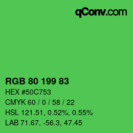 Color code: RGB 80 199 83 | qconv.com