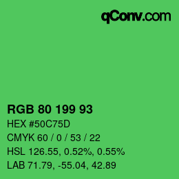 Color code: RGB 80 199 93 | qconv.com