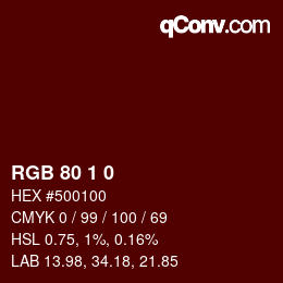 Color code: RGB 80 1 0 | qconv.com