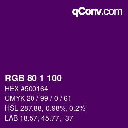 カラーコード: RGB 80 1 100 | qconv.com