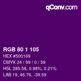 カラーコード: RGB 80 1 105 | qconv.com