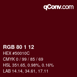 カラーコード: RGB 80 1 12 | qconv.com