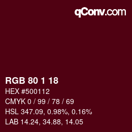 カラーコード: RGB 80 1 18 | qconv.com