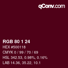 カラーコード: RGB 80 1 24 | qconv.com