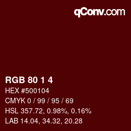 颜色代码: RGB 80 1 4 | qconv.com