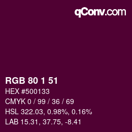 颜色代码: RGB 80 1 51 | qconv.com