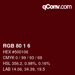 Color code: RGB 80 1 6 | qconv.com