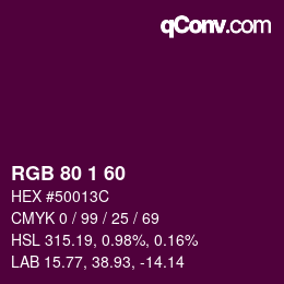 カラーコード: RGB 80 1 60 | qconv.com